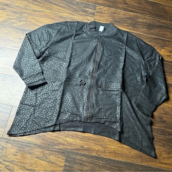 Zuda Z-Knit Foil- Printed Bomber Jacket with Asymmetric Hem - Picture 1 of 4
